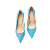 Sky Blue suede high heels