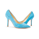 Sky Blue suede high heels