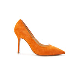 Orange suede high heels