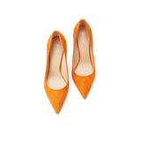 Orange suede high heels